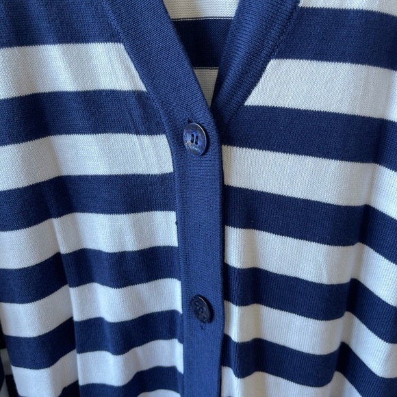 Isaac Mizrahi Live size 3X nautical strip button front cardigan layer cover work - Picture 8 of 10